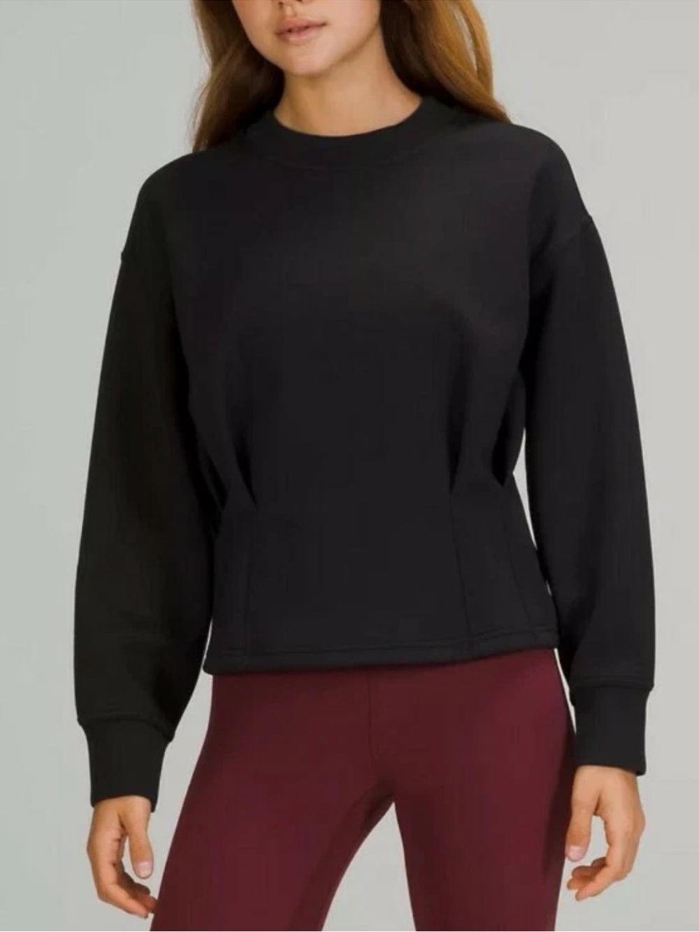LULULEMON Gathered Waist Crew Pullover Sweater Black Women’s Size Medium